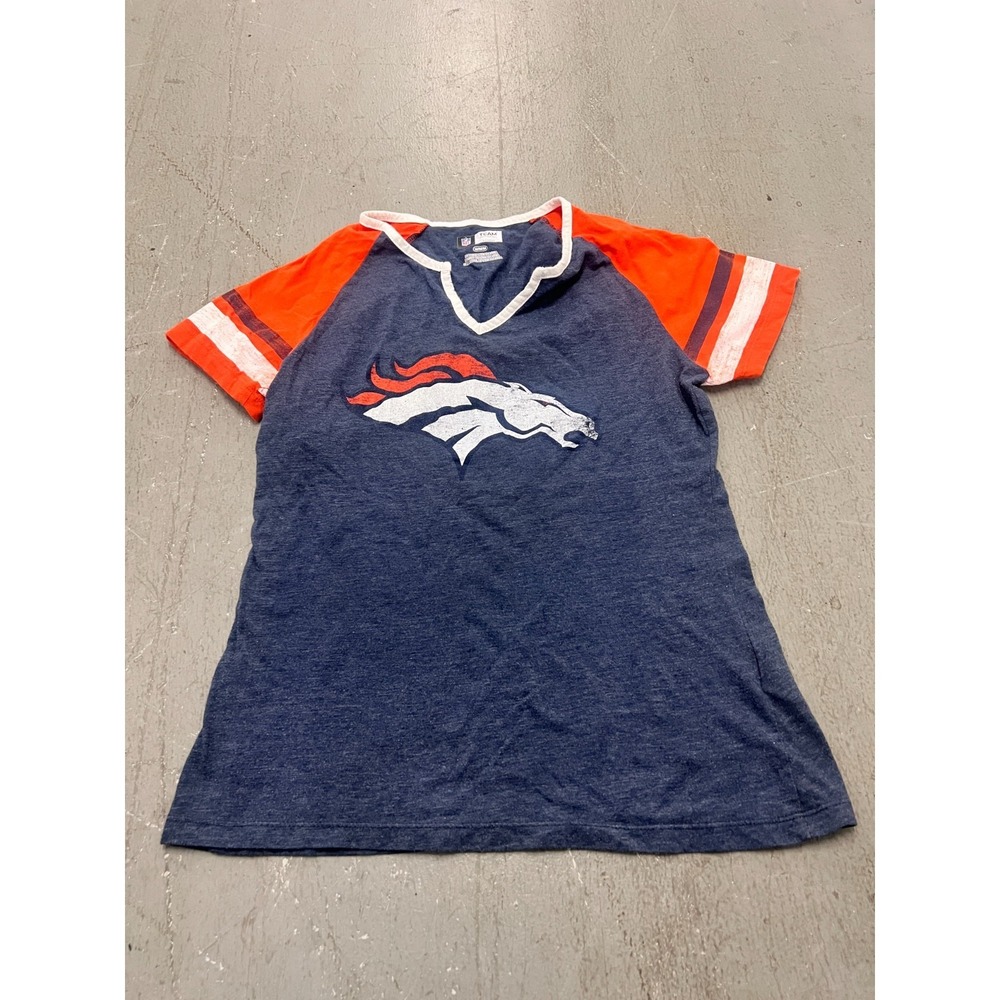 NFL Team Apparel Denver Broncos T-Shirt Womens M Blue Heather Graphic Football